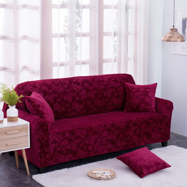 House of Hampton® Vintage Embossed Flower Velvet Plush Sofa Cover